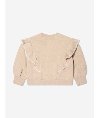 Chloé Girls Organic Cotton Ruffle Sweatshirt in Beige de votre