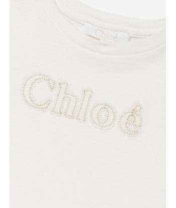 Chloé Girls Organic Cotton Logo T-Shirt in Ivory une grave pollution 