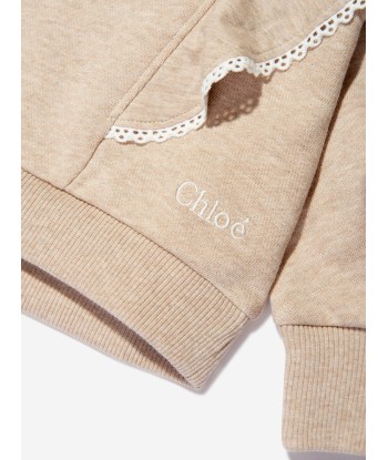 Chloé Girls Organic Cotton Ruffle Sweatshirt in Beige de votre