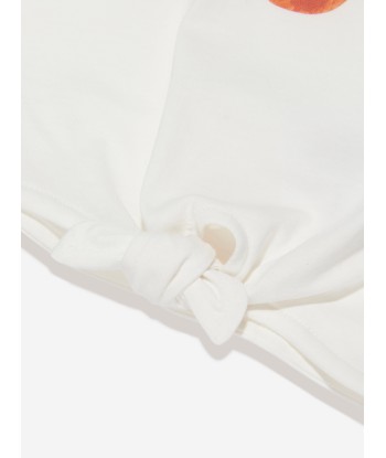 Chloé Girls Organic Cotton Ribbon Print T-Shirt in Ivory Véritable concentré