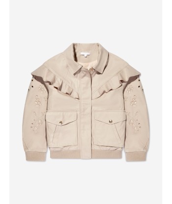 Chloé Girls Boderie Anglaise Ruffle Jacket in Beige Venez acheter