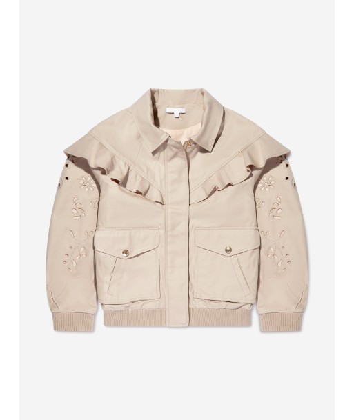 Chloé Girls Boderie Anglaise Ruffle Jacket in Beige Venez acheter