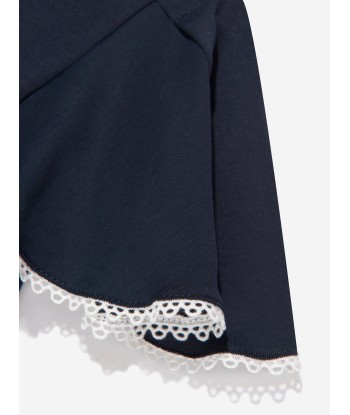 Chloé Girls Organic Cotton Flutter Sleeve T-Shirt in Navy plus qu'un jeu 