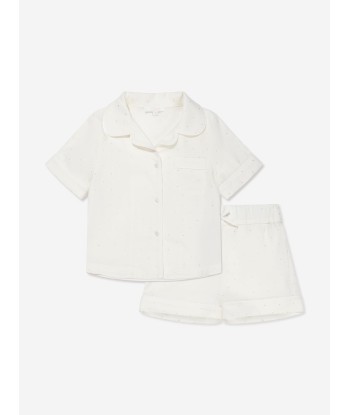 Chloé  Girls Organic Cotton Short Pyjama Set In Ivory solde