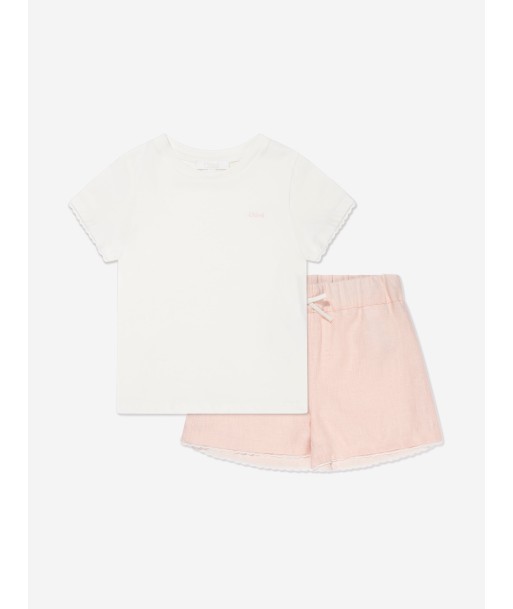 Chloé Girls Organic Cotton Short Pyjama Set in Pink Les êtres humains sont 