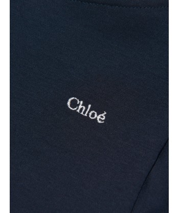 Chloé Girls Organic Cotton Flutter Sleeve T-Shirt in Navy plus qu'un jeu 