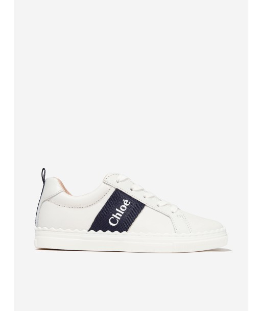 Chloé Girls Leather Logo Trainers in White Paris Déstockage Promo