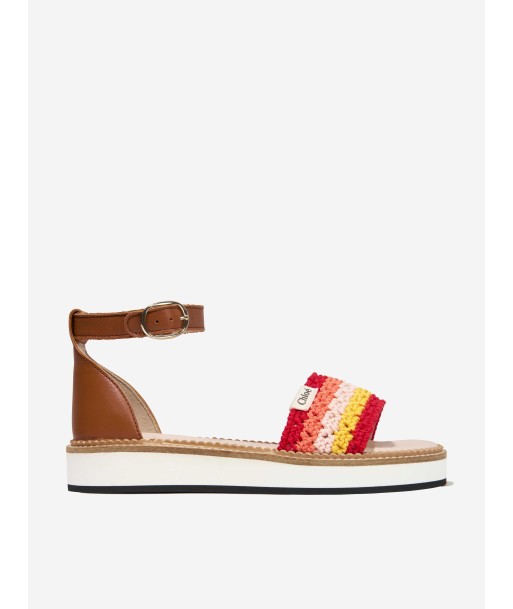 Chloé Girls Leather Crocheted Sandals in Multicolour sélection de produits