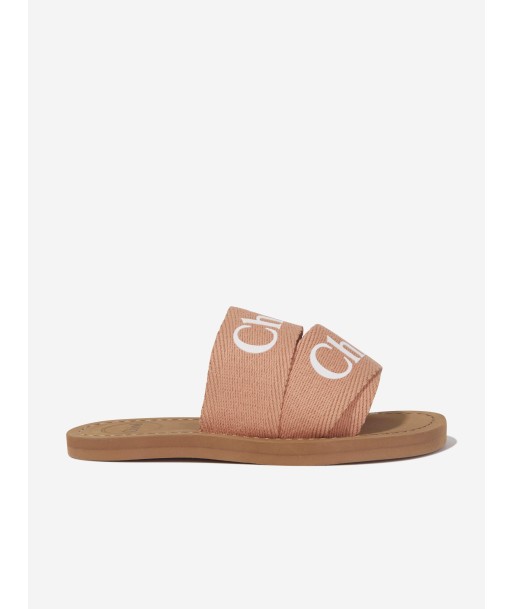 Chloé Girls Textile Sliders In Brown meilleur choix