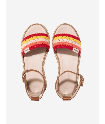 Chloé Girls Leather Crocheted Sandals in Multicolour sélection de produits