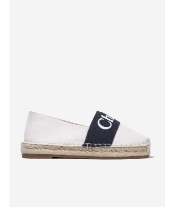 Chloé Girls Logo Espadrilles in Ivory livraison et retour toujours gratuits