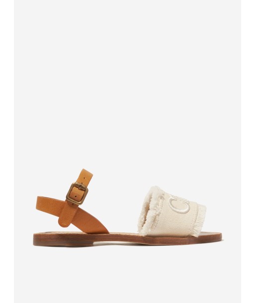 Chloé Girls Leather And Textile Sandals in Ivory la colonne vertébrale