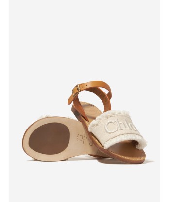 Chloé Girls Leather And Textile Sandals in Ivory la colonne vertébrale