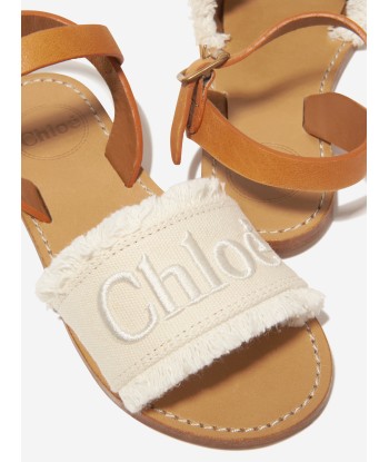 Chloé Girls Leather And Textile Sandals in Ivory la colonne vertébrale