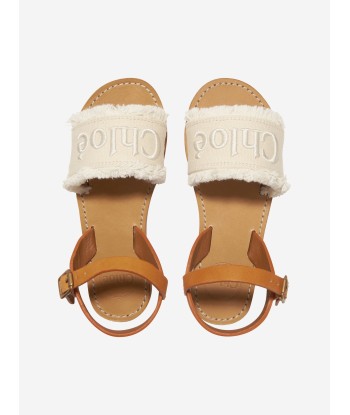 Chloé Girls Leather And Textile Sandals in Ivory la colonne vertébrale