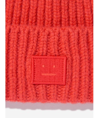 Acne Studios Kids Wool Beanie Hat in Red pas cher