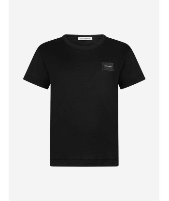 Dolce & Gabbana Boys Cotton Jersey Logo T-Shirt in Black Fin de série