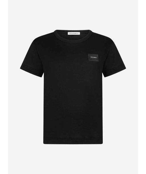 Dolce & Gabbana Boys Cotton Jersey Logo T-Shirt in Black Fin de série