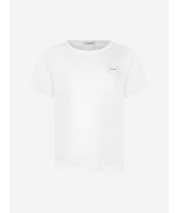 Dolce & Gabbana Boys Cotton Jersey Logo T-Shirt in White Jusqu'à 80% De Réduction