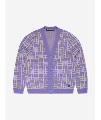 Acne Studios Kids Wool Knitted Cardigan in Purple de la marque