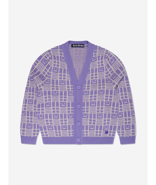 Acne Studios Kids Wool Knitted Cardigan in Purple de la marque