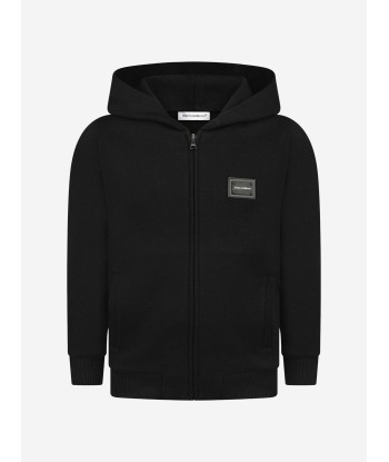 Dolce & Gabbana Boys Cotton Logo Zip Up Top in Black le des métaux précieux