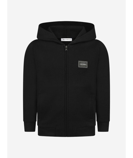 Dolce & Gabbana Boys Cotton Logo Zip Up Top in Black le des métaux précieux