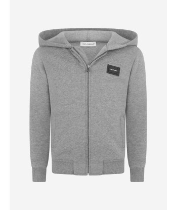 Dolce & Gabbana Boys Cotton Logo Zip Up Top in Grey commande en ligne