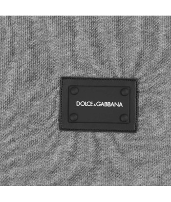 Dolce & Gabbana Boys Cotton Logo Zip Up Top in Grey commande en ligne