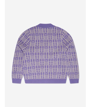 Acne Studios Kids Wool Knitted Cardigan in Purple de la marque