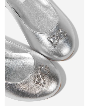 Dolce & Gabbana Girls Diamonte Logo Ballet Pumps Pour