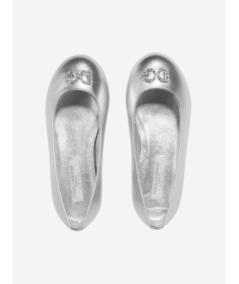 Dolce & Gabbana Girls Diamonte Logo Ballet Pumps Pour