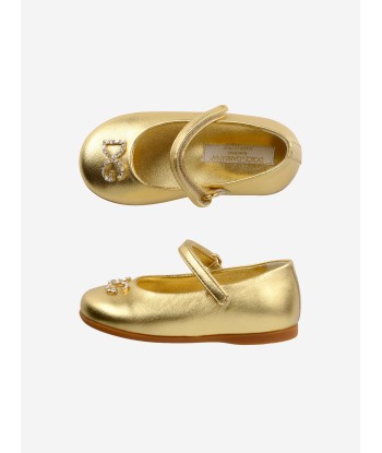 Dolce & Gabbana Girls Diamonte Logo Ballet Pumps de la marque