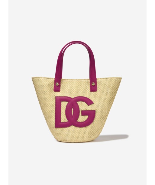 Dolce & Gabbana Girls Straw Logo Tote Bag (W:27cm) en stock