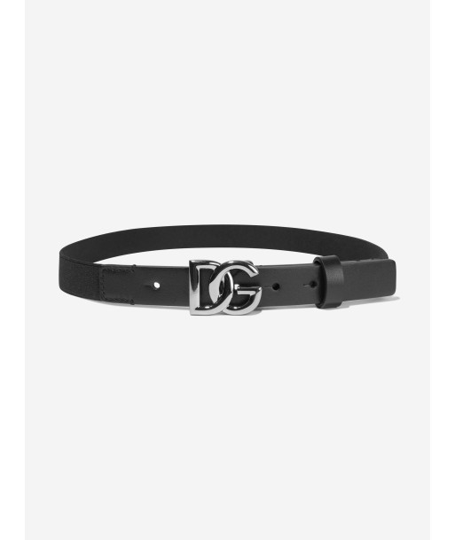 Dolce & Gabbana Boys Leather Logo Belt in Black À commander