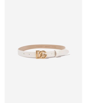 Dolce & Gabbana Girls Leather Logo Belt in Ivory rembourrage situé sous