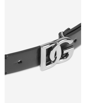 Dolce & Gabbana Boys Leather Logo Belt in Black À commander