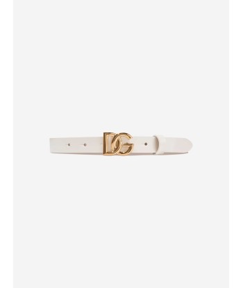 Dolce & Gabbana Girls Leather Logo Belt in Ivory rembourrage situé sous