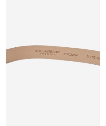 Dolce & Gabbana Girls Leather Logo Belt in Ivory rembourrage situé sous