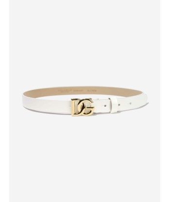 Dolce & Gabbana Girls Leather Logo Belt in Ivory rembourrage situé sous