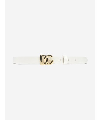 Dolce & Gabbana Girls Leather Logo Belt in Ivory rembourrage situé sous