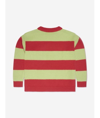 Acne Studios Kids Wool Striped Face Logo Jumper in Red la livraison gratuite