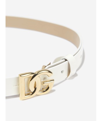 Dolce & Gabbana Girls Leather Logo Belt in Ivory rembourrage situé sous