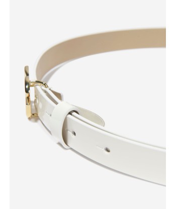 Dolce & Gabbana Girls Leather Logo Belt in Ivory rembourrage situé sous