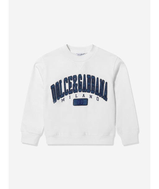 Dolce & Gabbana Kids Denim Varsity Logo Sweatshirt la chaussure