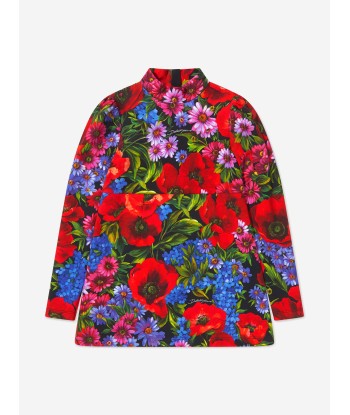 Dolce & Gabbana Girls Floral Print Long Sleeve Dress pas cher 