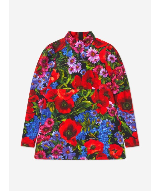 Dolce & Gabbana Girls Floral Print Long Sleeve Dress pas cher 