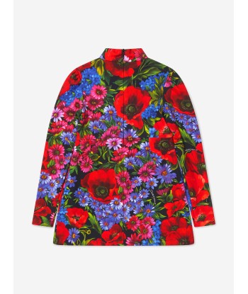 Dolce & Gabbana Girls Floral Print Long Sleeve Dress pas cher 