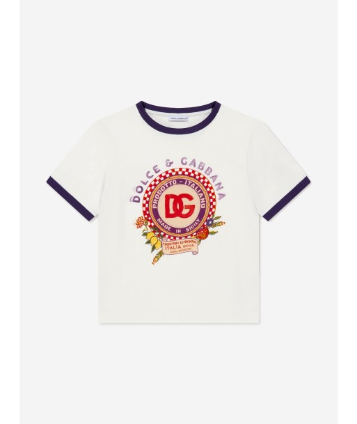 Dolce & Gabbana Girls Crest Logo Print T-Shirt Les magasins à Paris et en Île-de-France