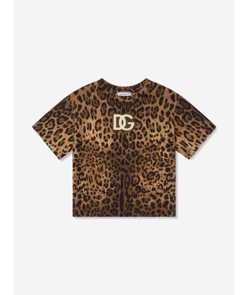 Dolce & Gabbana Girls Leopard Print Logo T-Shirt de l' environnement